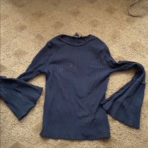 Black long sleeved bell sleeve shirt